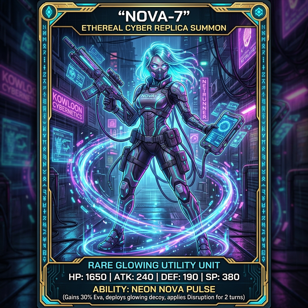 Rare glowing ethereal cyber replica summon female mercenary